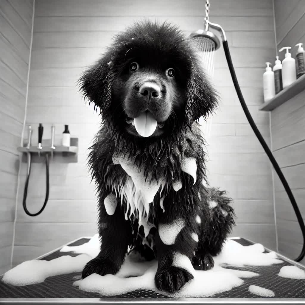 Dog enjoying a bubble bath at Snazzy Paws
